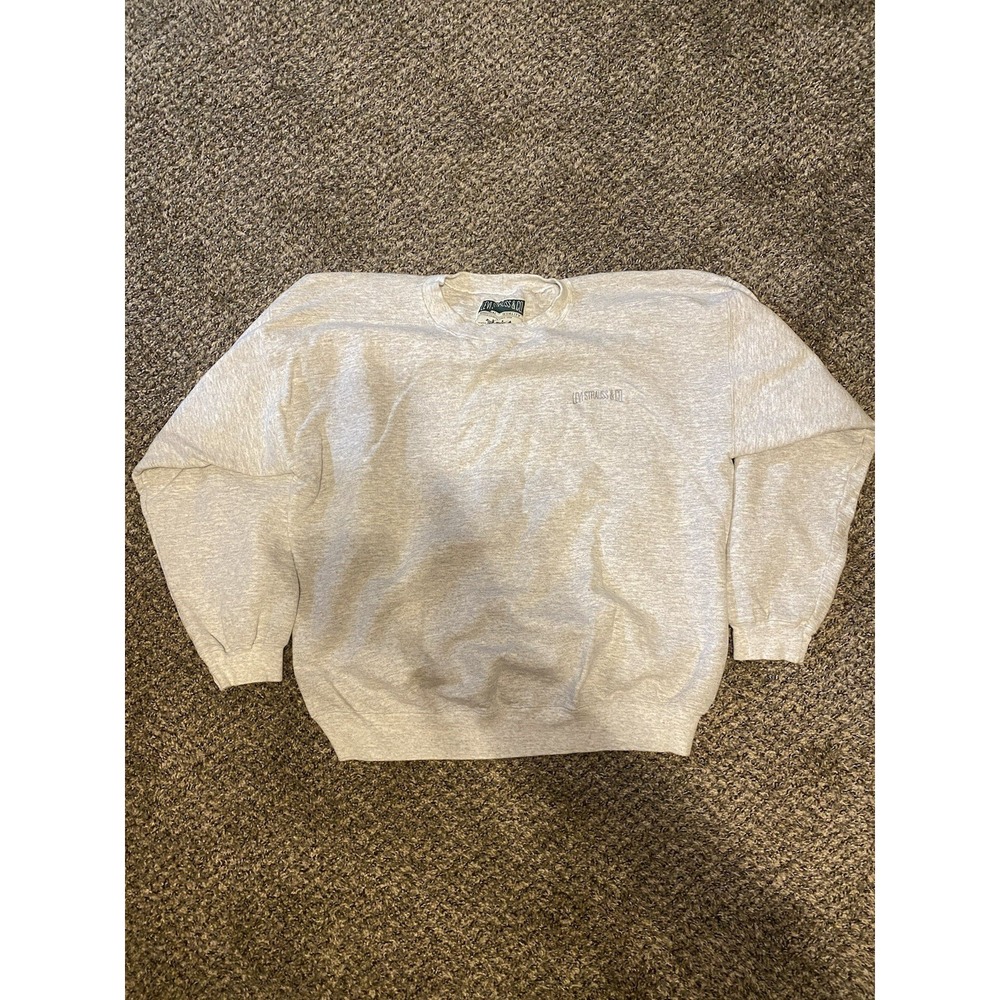 Levi Strauss Made In USA Crewneck Sweatshirt Vintage Silver XL VTG 80s 90s CLEAN